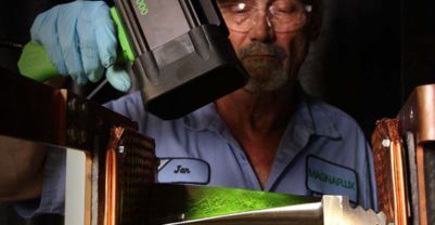 Man using UV scanner